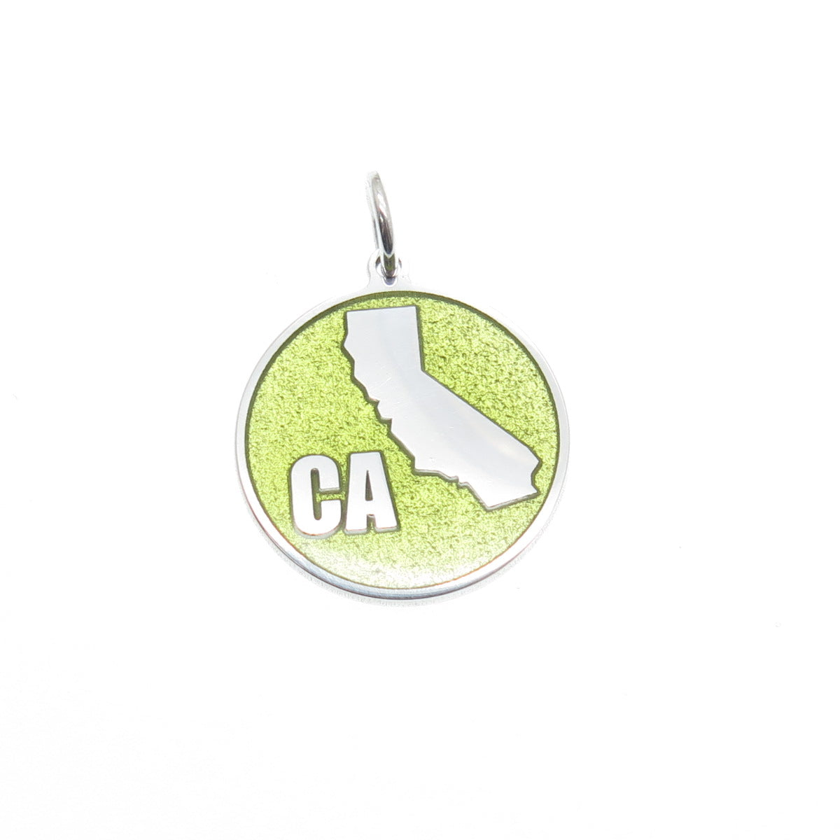 925 Sterling Silver Yellow Enamel California State Map Minimalist Charm Pendant
