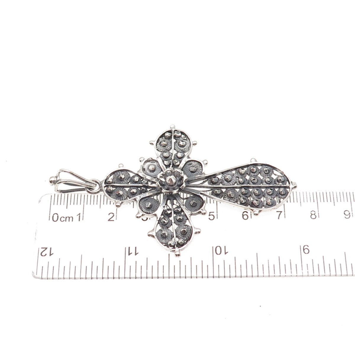 925 Sterling Silver Vintage Cross Oxidized Pendant