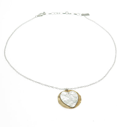 J&I by Ian Gibson Sterling Silver 2-Tone Vintage Hammered Heart Necklace 16-18"