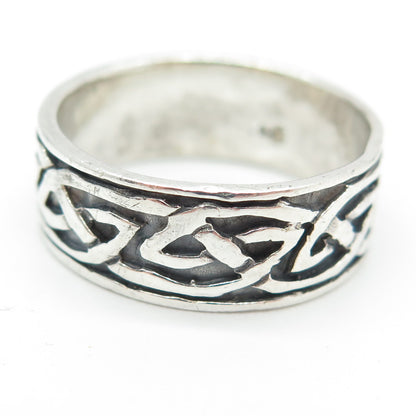 925 Sterling Silver Vintage Viking / Celtic Knot Band Ring Size 12.25
