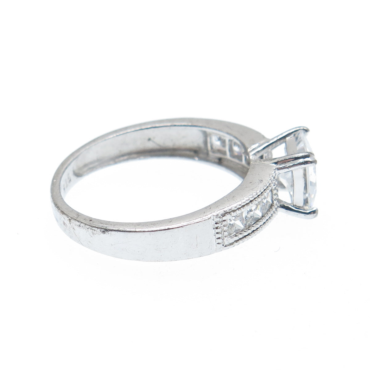 925 Sterling Silver Princess-Cut C Z Engagement Ring Size 9.5