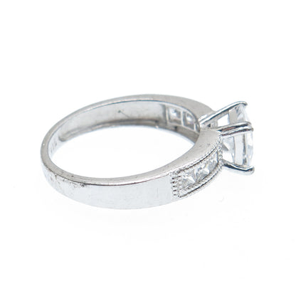 925 Sterling Silver Princess-Cut C Z Engagement Ring Size 9.5