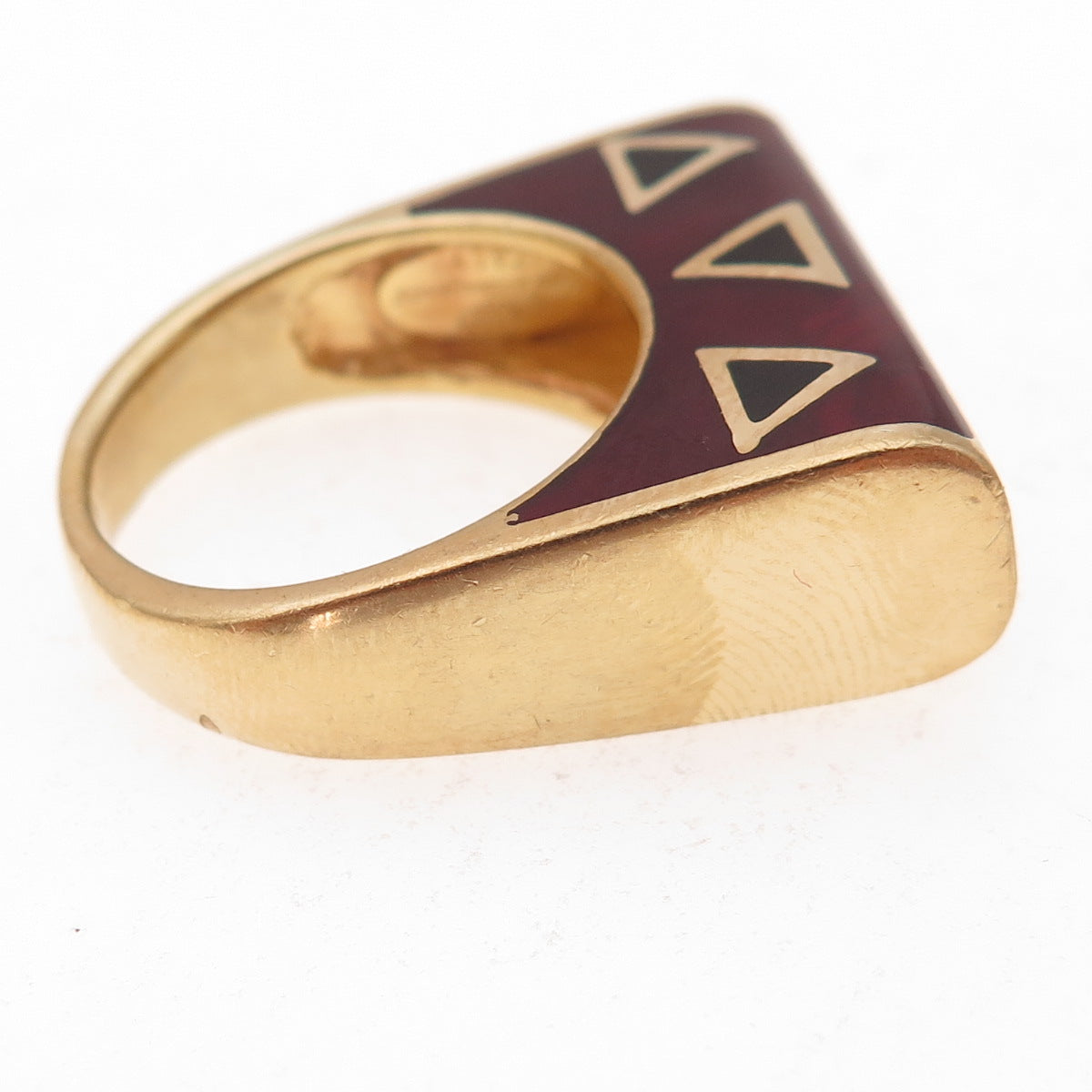 Flli Menegatti 925 Sterling Silver Gold Plated Vintage Italy Enamel Ring Size 8