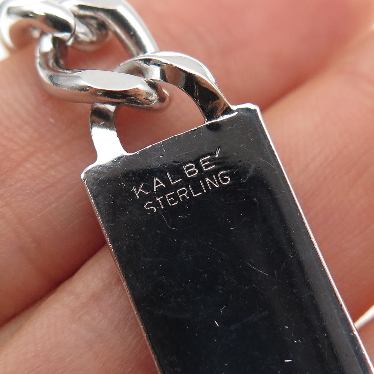 KALBE 925 Sterling Silver Vintage Curb Link ID Bracelet 7.75"