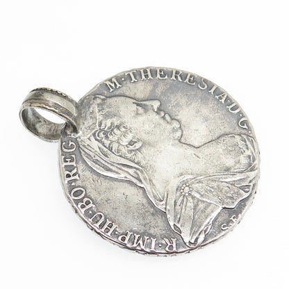 833 Silver Antique 1780 Austrian Empire "1 Thaler - Maria Theresia" Coin Pendant