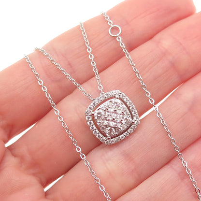 DEE BERKLE 925 Sterling Silver Round & Princess-Cut C Z Chain Necklace 16-18"