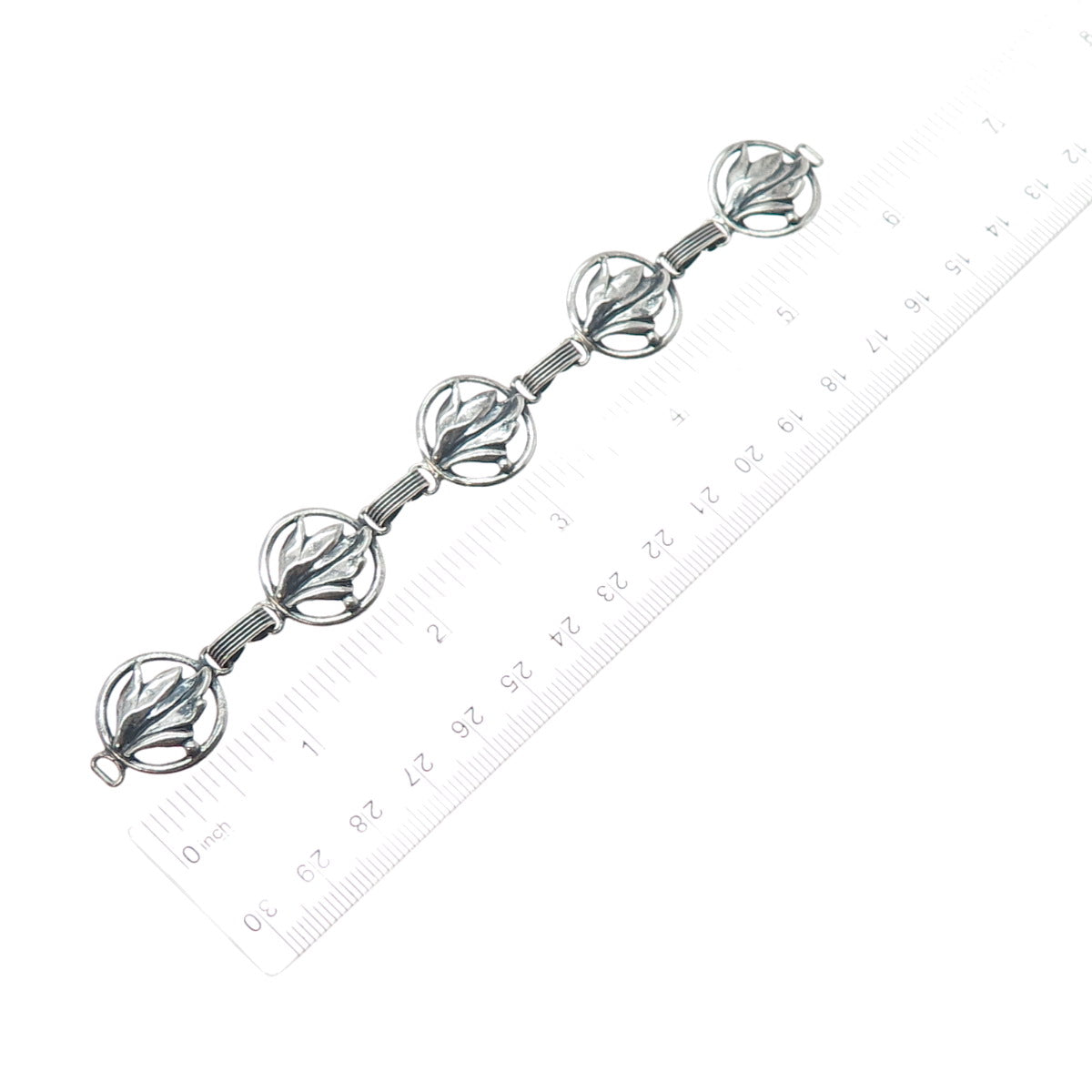 DANECRAFT 925 Sterling Antique Art Deco Floral Leaf Bracelet 6" (missing lock)