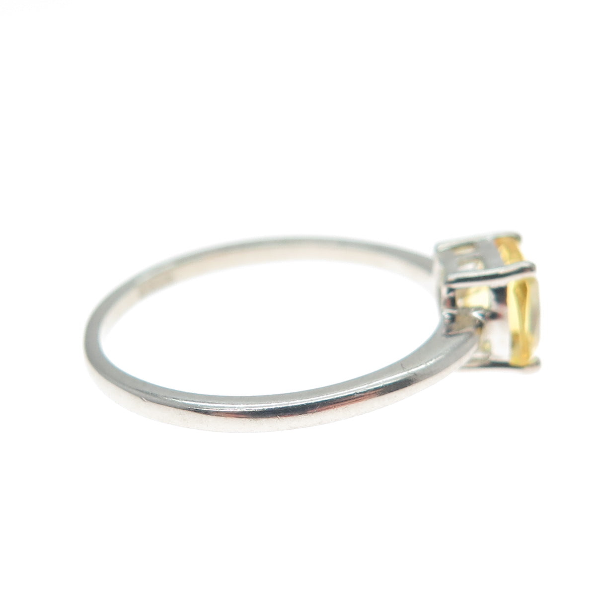 DAZZLERS 925 Sterling Silver Cushion-Cut Nano Citrine Ring Size 8