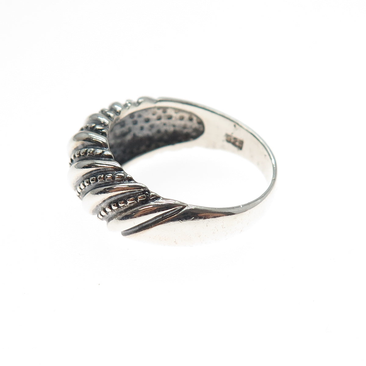 925 Sterling Silver Vintage Granulated Oxidized Dome Ring Size 9.25