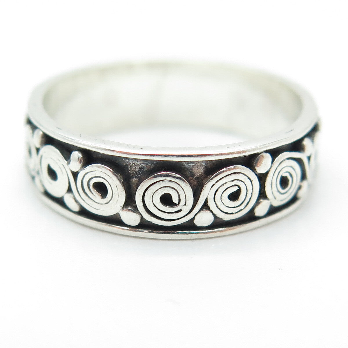 925 Sterling Silver Vintage Spiral / Swirl Band Ring Size 9