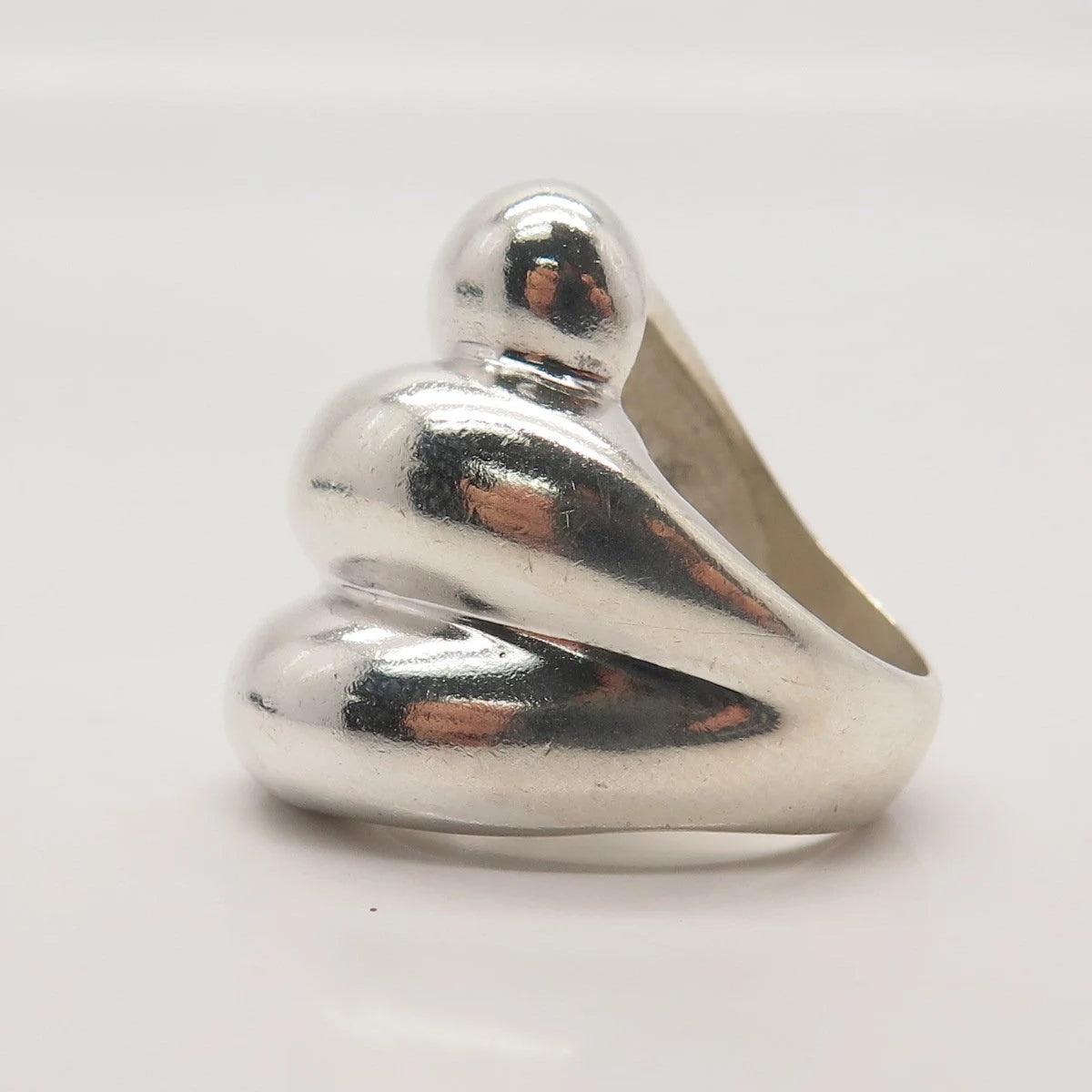 925 Sterling Silver Vintage Ribbed Statement Ring Size 7