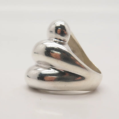 925 Sterling Silver Vintage Ribbed Statement Ring Size 7