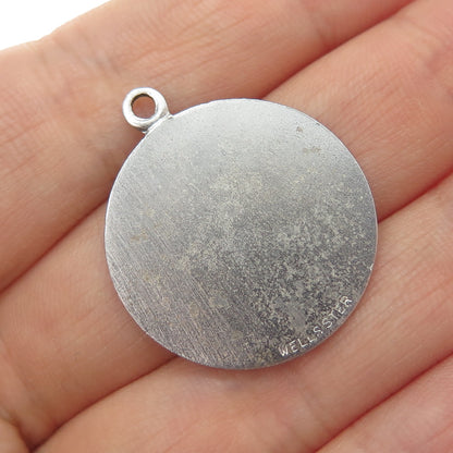 WELLS 925 Sterling Silver Vintage Happy Anniversary Charm Pendant
