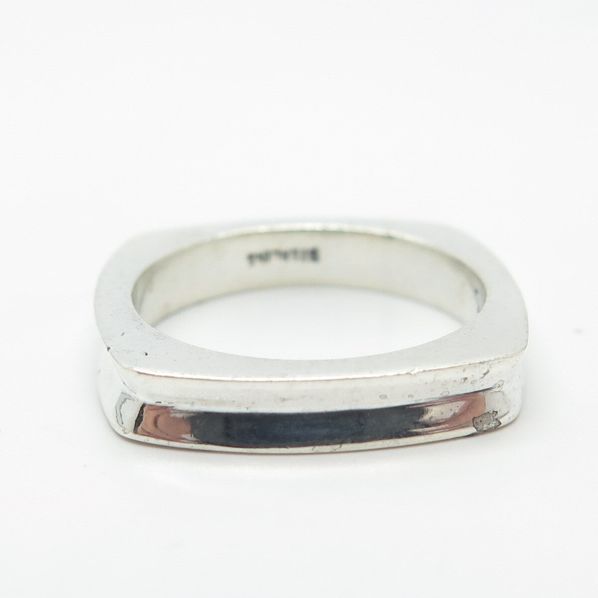 925 Sterling Silver Vintage Concave Square Ring Size 6.25