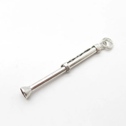 925 Sterling Silver Vintage Flute Musical Instrument Pendant