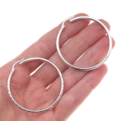 925 Sterling Silver Vintage Textured Tube Hoop Earrings