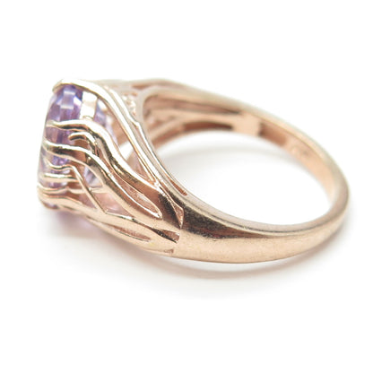 CHUCK CLEMENCY 925 Sterling Silver Rose Gold Plated Real Amethyst Ring Size 8.5