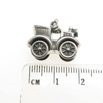 925 Sterling Silver Vintage Retro Car 3D Pendant
