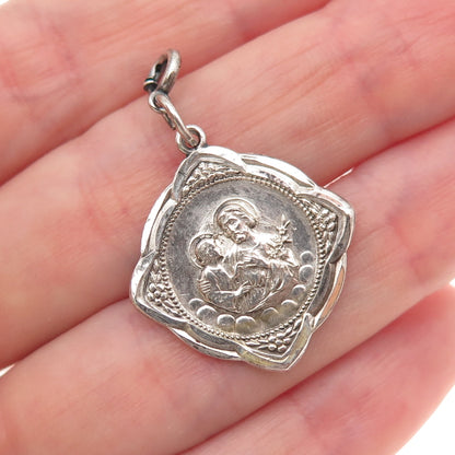 925 Sterling Silver Antique Art Deco St. Joseph Spring Ring Clasp Charm Pendant