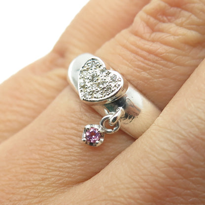 RACHEL ROGERS 925 Sterling Silver White Diamond Pink Amethyst Gem Ring Size 6.75