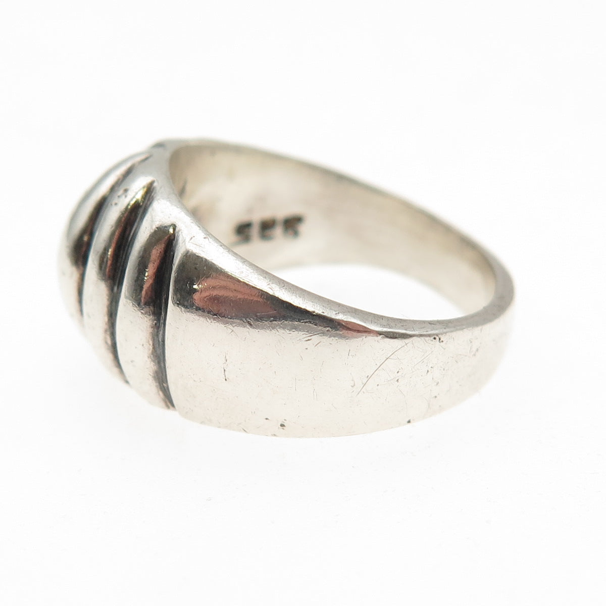 925 Sterling Silver Vintage Mexico Modernist Oxidized Ring Size 6.75