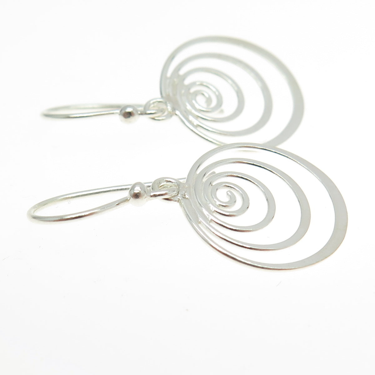 925 Sterling Silver Spiral Drop Dangling Earrings