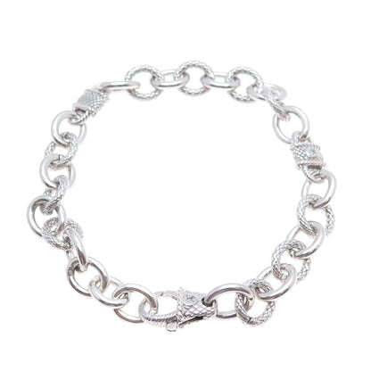 JUDITH RIPKA 925 Sterling Silver Round-Cut C Z Heart Cable Link Bracelet 8.5"