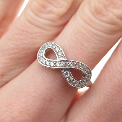 925 Sterling Silver Round-Cut C Z Infinity Ring Size 6.5
