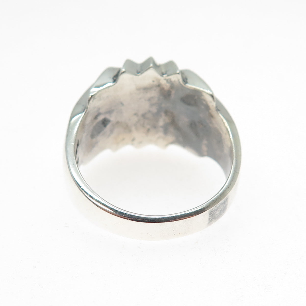 925 Sterling Silver Vintage Mexico Real Turquoise Modernist Sun Ring Size 13