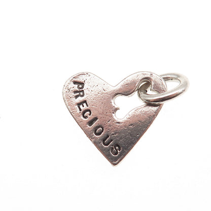 Silver Bones 925 Sterling Vintage Precious Heart Dog Tag Charm Pendant