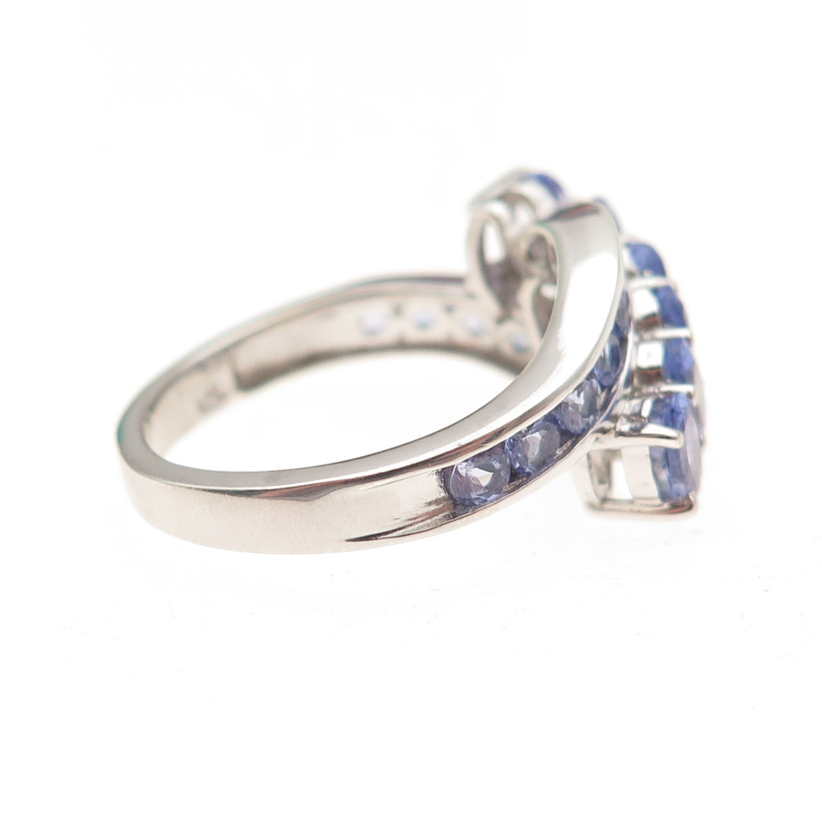 Chuck Clemency 925 Sterling Silver Real Oval & Round-Cut Tanzanite Ring Size 8
