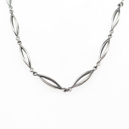 925 Sterling Silver Vintage Modernist Oxidized Chain Necklace 18"