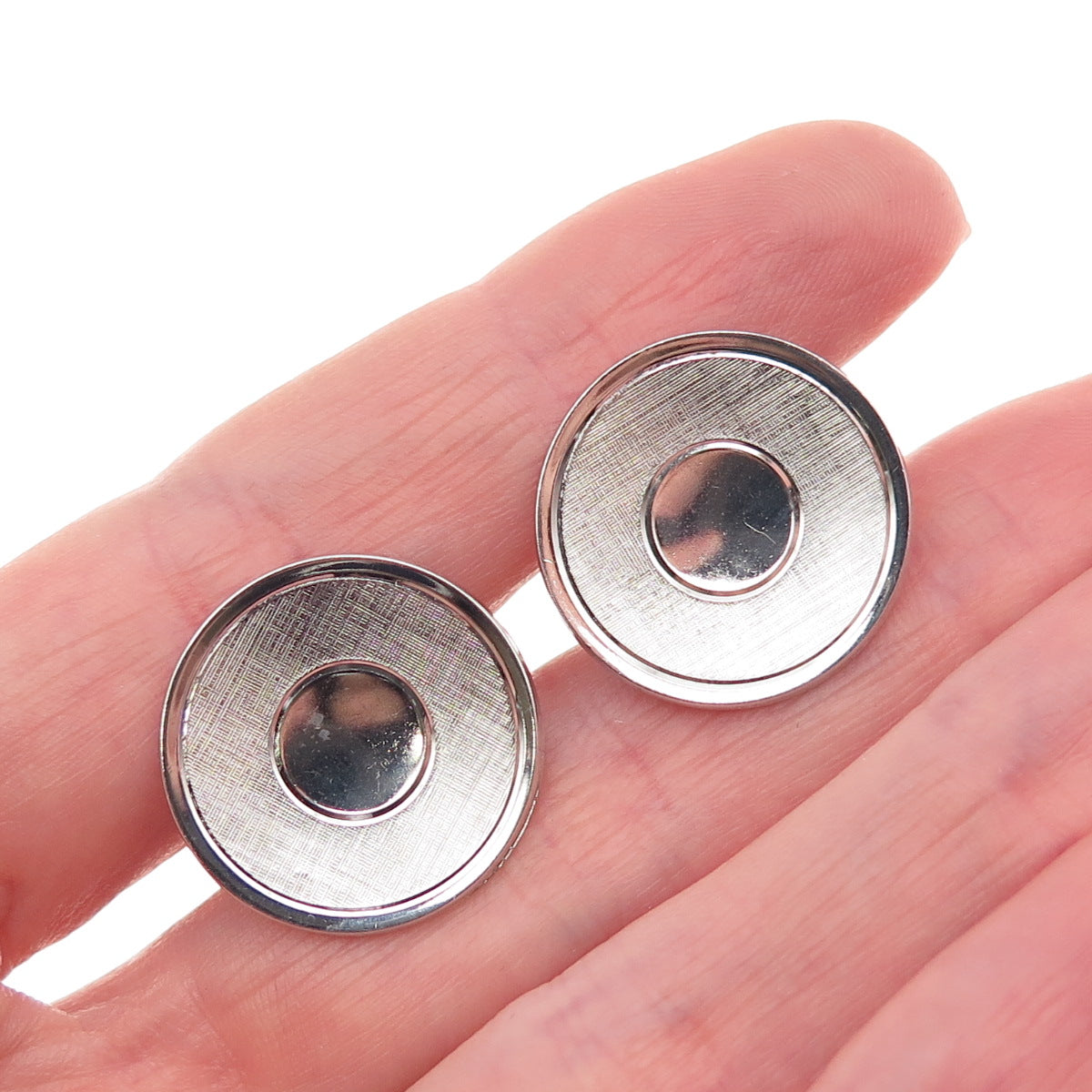Anson 925 Sterling Silver Vintage Round Disc Cufflinks