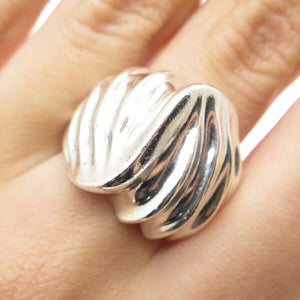 925 Sterling Silver Vintage Mexico Modernist Wavy Ring Size 8.75