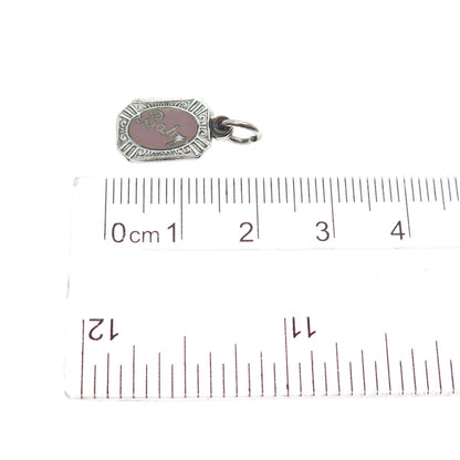 925 Sterling Silver Antique Enamel St. Mary Religious Baby Slide Mini Pendant