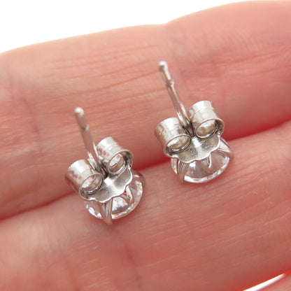 925 Sterling Silver Round-Cut C Z Stud Earrings