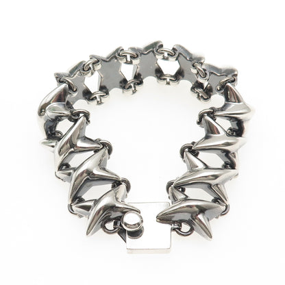 925 Sterling Silver Vintage Mexico Modernist X Link Bracelet 7.25"