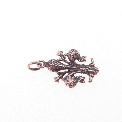 800 Silver Antique Art Deco Fleur de Lis Oxidized Charm Pendant