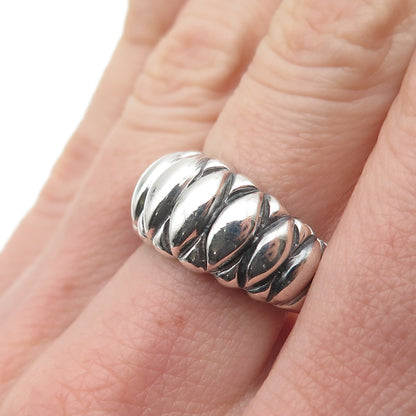 925 Sterling Silver Vintage Modernist Marquise-Shape Oxidized Ring Size 7