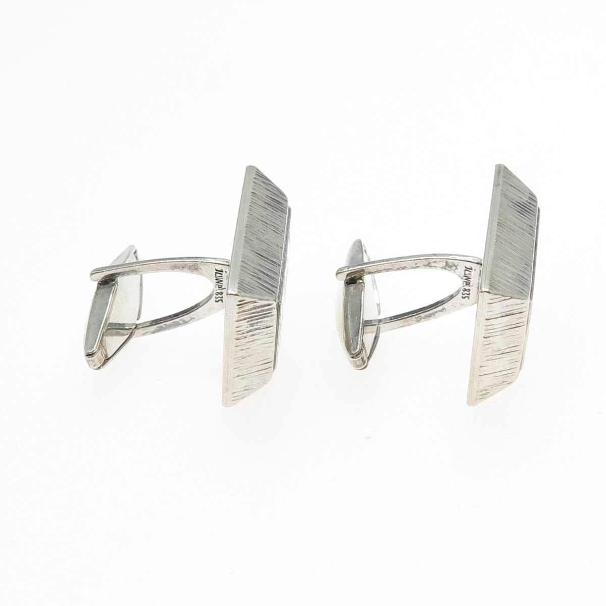JUWEL 835 Silver Vintage Diamond-Cut Modernist Cufflinks