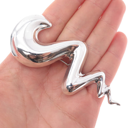 925 Sterling Silver Vintage Mexico Modernist Zig Zag Pin Brooch