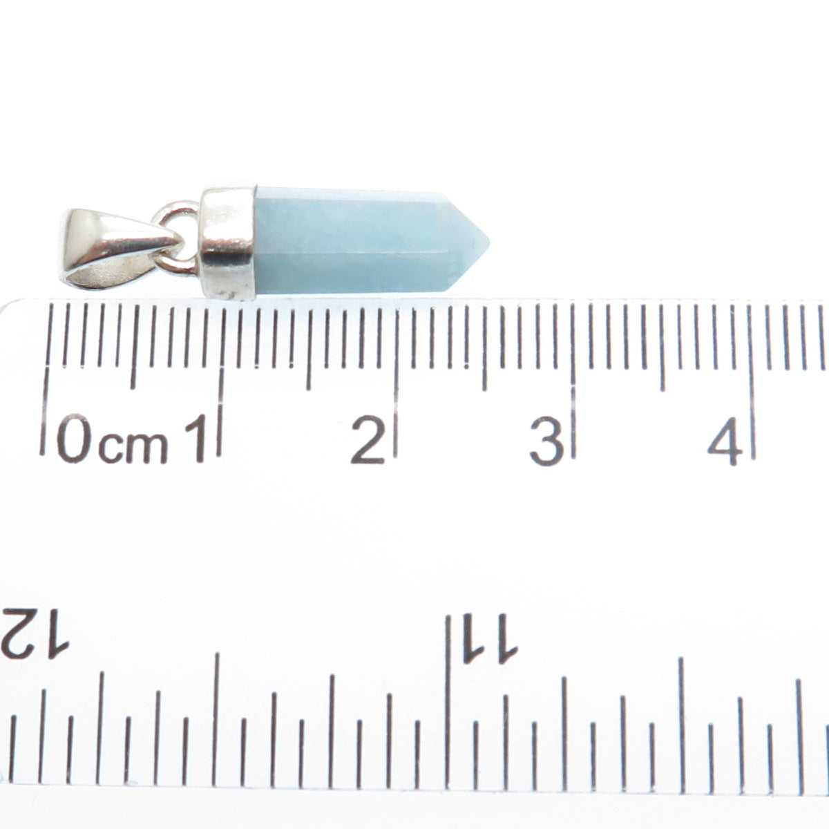 925 Sterling Silver Vintage Real Milky Aquamarine Amulet Charm Pendant