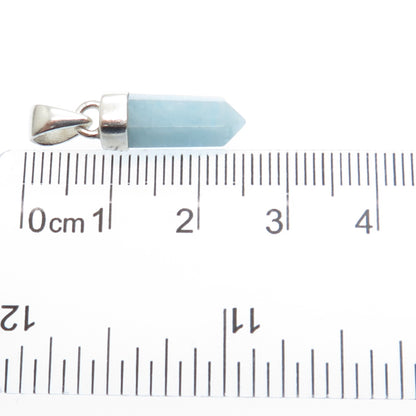 925 Sterling Silver Vintage Real Milky Aquamarine Amulet Charm Pendant