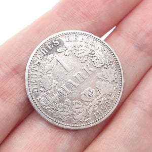 900 Silver Antique 1896 Germany Emperor William II 1 Mark Duetsches Reich Coin