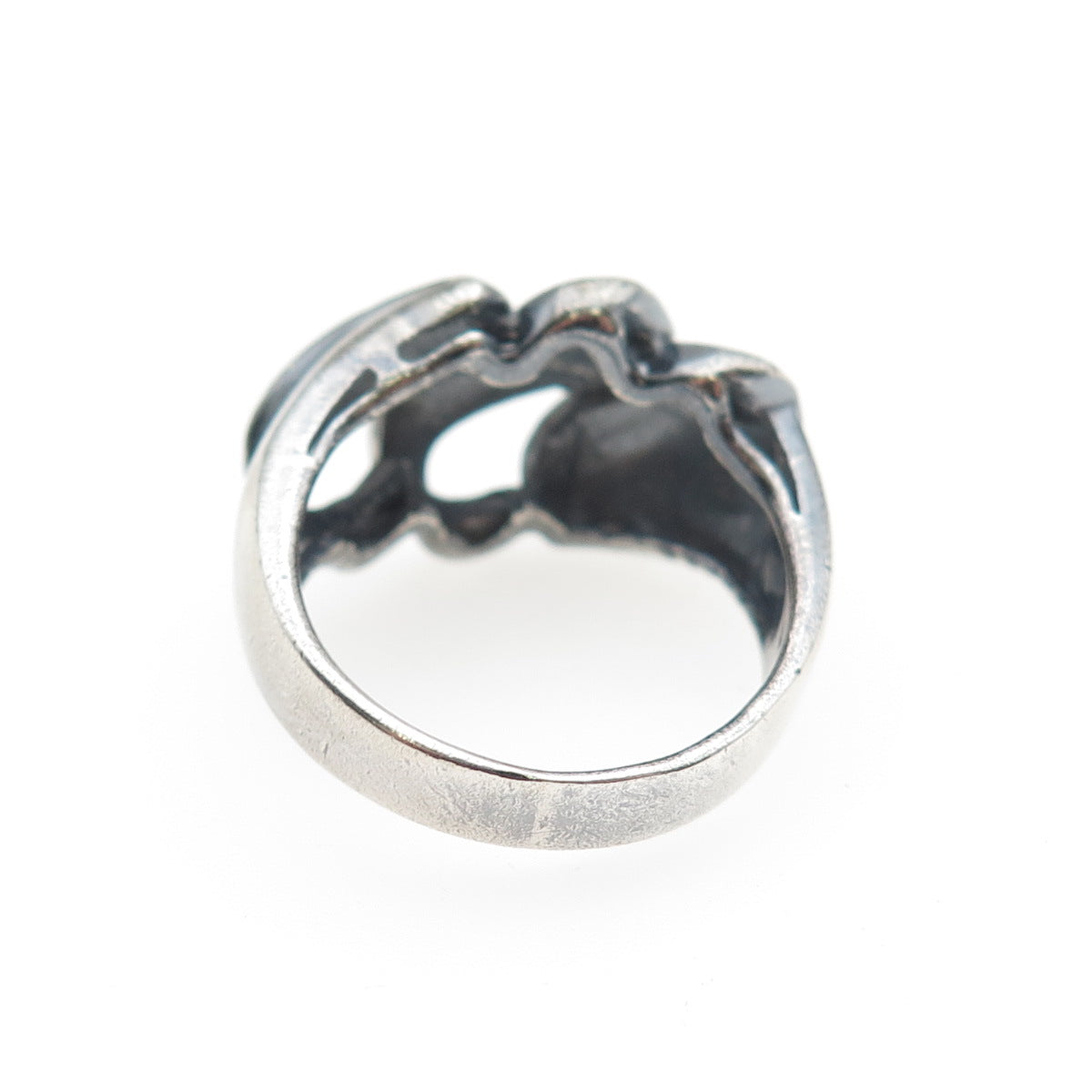 925 Sterling Silver Vintage Modernist Oxidized Ring Size 6.75