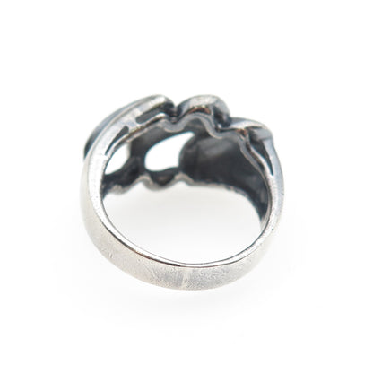 925 Sterling Silver Vintage Modernist Oxidized Ring Size 6.75