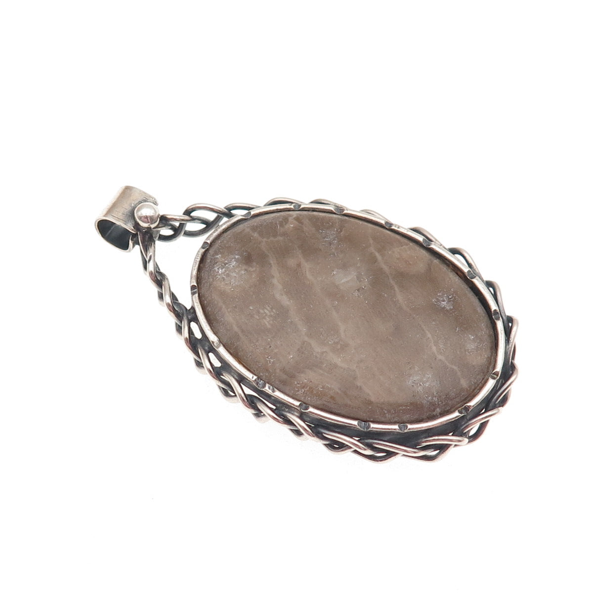 Joseph Masaniello 925 Sterling Silver Vintage Real Jasper Modernist Pendant