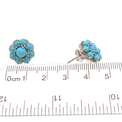 Chuck Clemency 925 Sterling Silver Real Sleeping Beauty Turquoise Stud Earrings