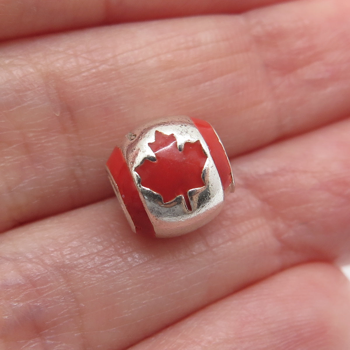 CHAMILIA 925 Sterling Silver Enamel Canadian Flag Bead Charm