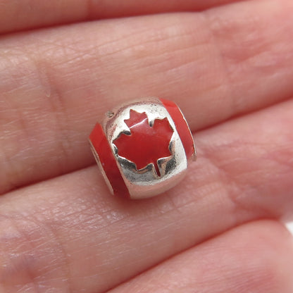CHAMILIA 925 Sterling Silver Enamel Canadian Flag Bead Charm